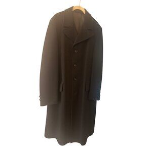 Vintage 70s Sears Mens Store‎ Black Overcoat 42L The Traveller Knit Classic Long